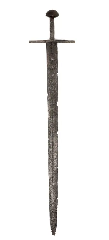 Epée fin XIe début XIIe. Une croix incrustée dans la lame